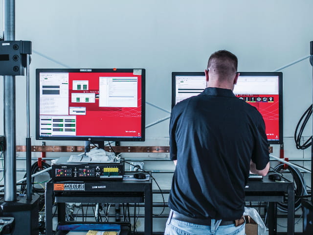 Expert conducting composite testing analysis 