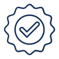 Element accreditation and certification statistics icon.