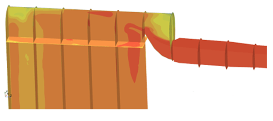 Plot showing the temperature within the region of measurement used for incinerator CFD analysis