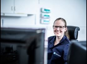 Woman in testing laboratory